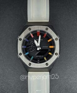 CasiOak Element - Black Silver Bezel B&W Rainbow Jelly